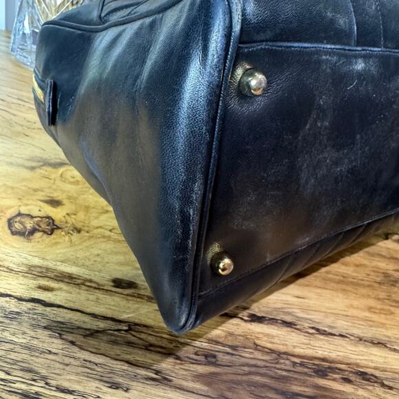 Chanel Vintage Black Chevron Lambskin Medallion Duffel Tote Bag Authentic CoA - Picture 5 of 16